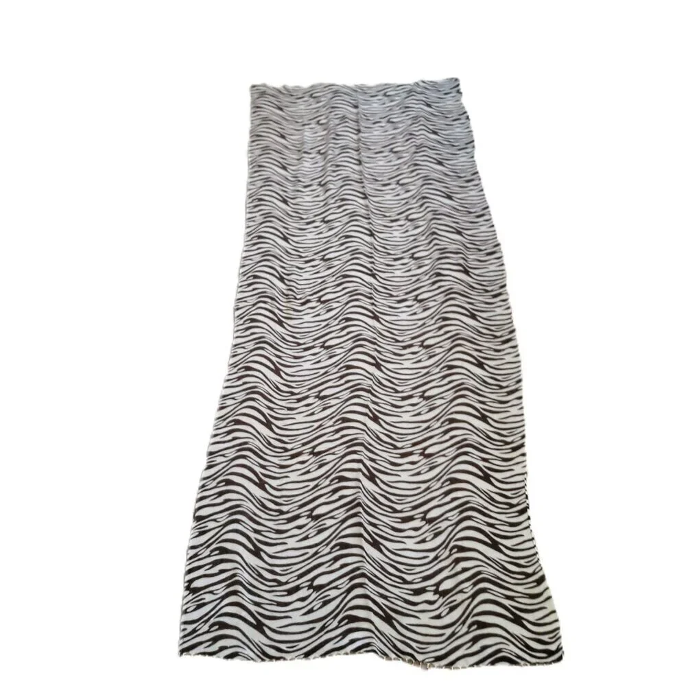 Zebra Print Fringed Pashmina Scarf 27x73
